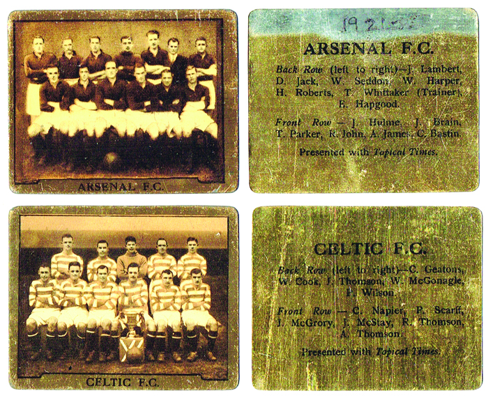 1929 Set of six metal football cards. at Whyte's Auctions