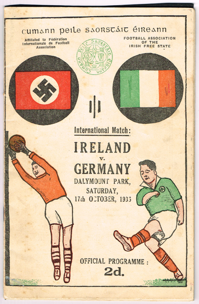 Football programme, Ireland v Germany 1936 at Whyte's Auctions