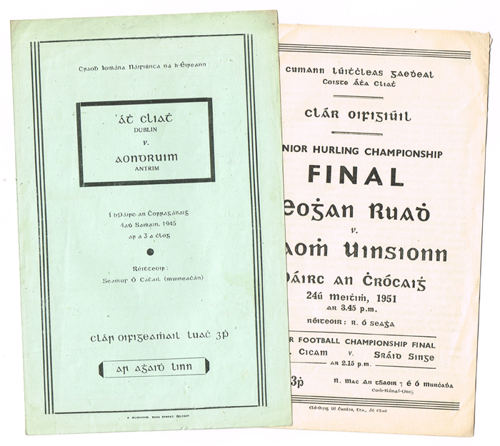 GAA Programmes 1944-76. (18) at Whyte's Auctions