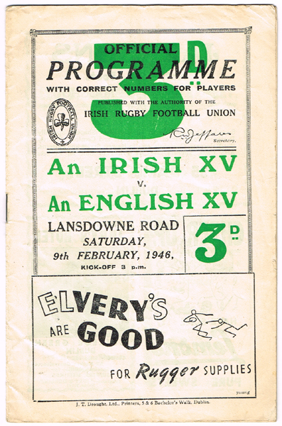 1934 - 1959 A collection of Rugby programmes (8) at Whyte's Auctions