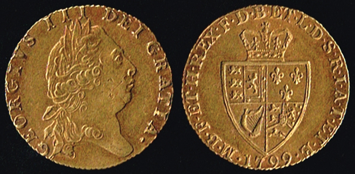 England. George III gold guinea, 1799. at Whyte's Auctions