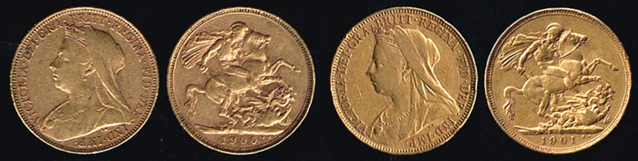 England. Victoria gold sovereigns, 1900 and 1901 (2) at Whyte's Auctions
