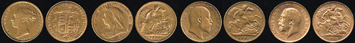 England. Victoria to George V half sovereign collection (4) at Whyte's Auctions