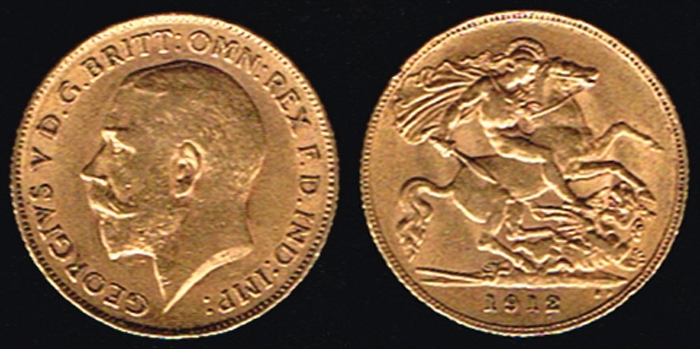 George V gold half sovereigns.  (2) at Whyte's Auctions