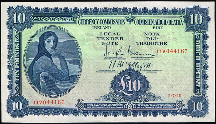Currency Commission 'Lady Lavery' Ten Pounds 2-7-40. at Whyte's Auctions