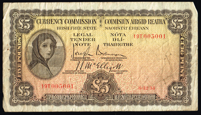 Currency Commission 'Lady Lavery' Five Pounds 1930s (2) at Whyte's Auctions