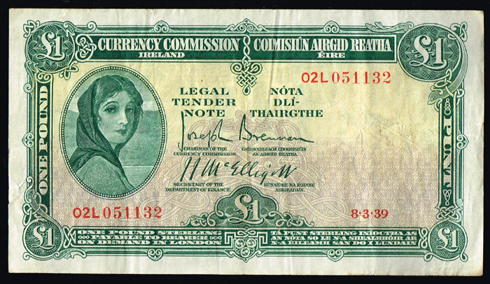 Currency Commission 'Lady Lavery' One Pound 1930s (2) at Whyte's Auctions