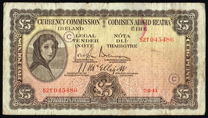 Currency Commission 'Lady Lavery' Five Pounds War Codes (2) at Whyte's Auctions