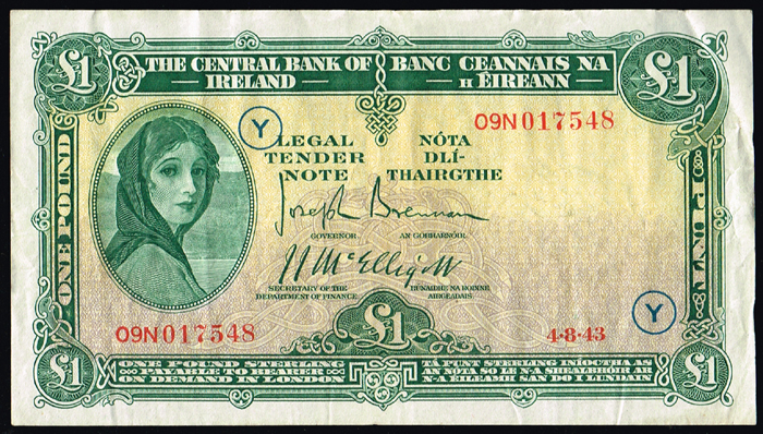 Central Bank 'Lady Lavery' One Pound War Codes selection (3) at Whyte's Auctions