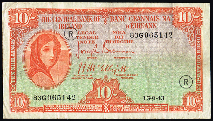 Central Bank 'Lady Lavery' Ten Shillings War Codes (2) at Whyte's Auctions