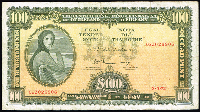 Central Bank 'Lady Lavery' One Hundred Pounds, 3-3-72 at Whyte's Auctions