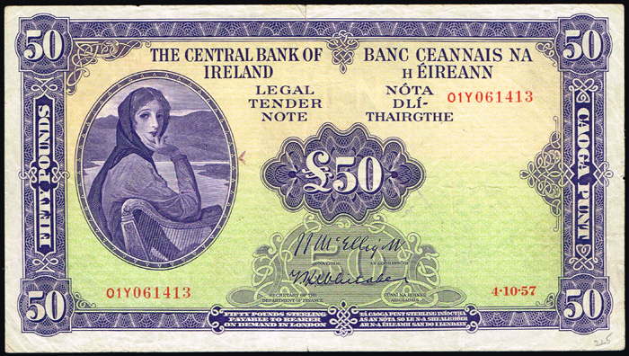 Central Bank 'Lady Lavery' Fifty Pounds, 4-10-57. at Whyte's Auctions
