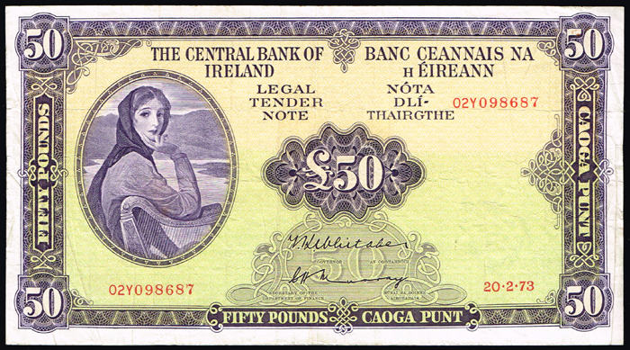 Central Bank 'Lady Lavery' Fifty Pounds, 20-2-73. at Whyte's Auctions