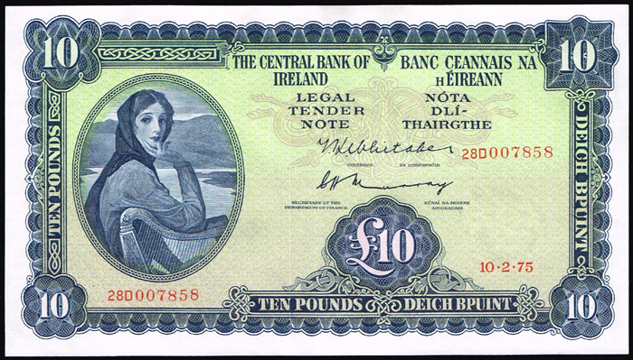 Central Bank 'Lady Lavery' Ten Pounds collection 1975. (7) at Whyte's Auctions