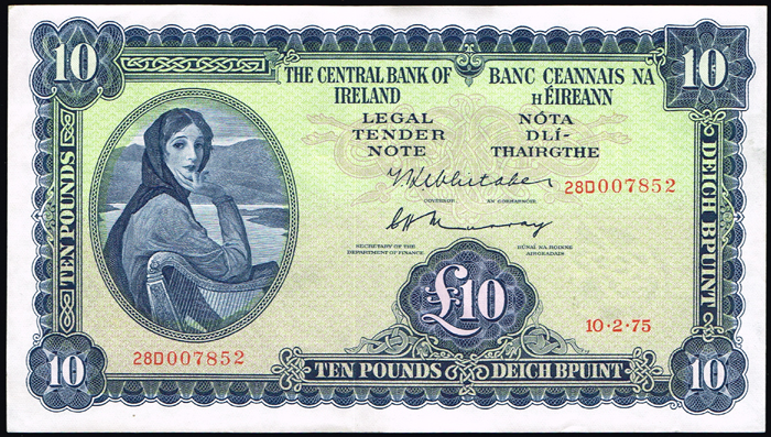 Central Bank 'Lady Lavery' Ten Pounds collection 1975. (6) at Whyte's Auctions