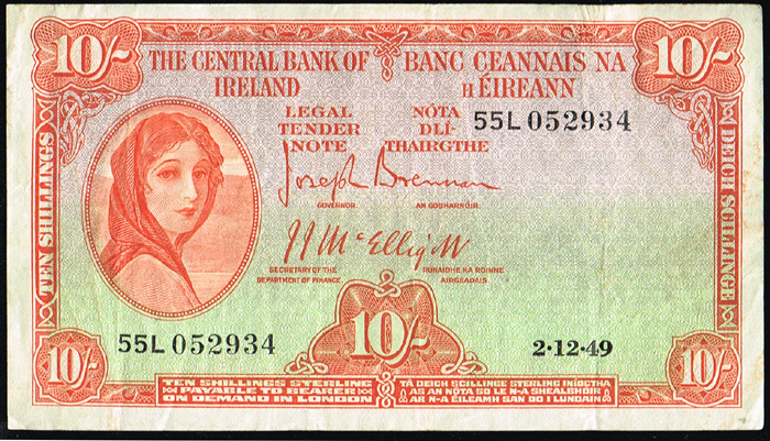Central Bank 'Lady Lavery' Ten Shillings collection 1945-1959 (20) at Whyte's Auctions