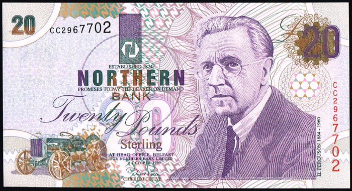 Northern Bank Belfast Twenty Pounds, 8 October 1999, sequential run. at Whyte's Auctions