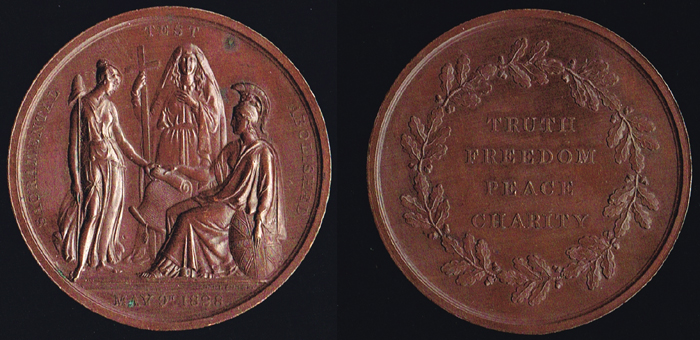 1828 Sacramental Test Abolished and 1829 Duke of Wellington and Catholic Emancipation bronze medals at Whyte's Auctions