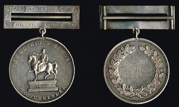 Orange Order Achill (Co. Mayo) Lodge silver medal and clasp. at Whyte's Auctions