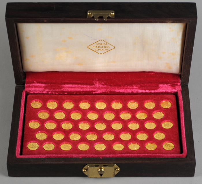 Kings and Queens of England gold medallions collection. (42 in box) at Whyte's Auctions