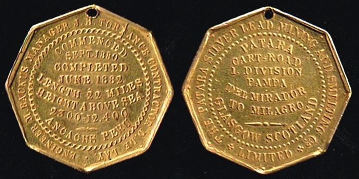 1882 Peru, Gold Medal commemerating the completion of the Patara Cart Road. at Whyte's Auctions