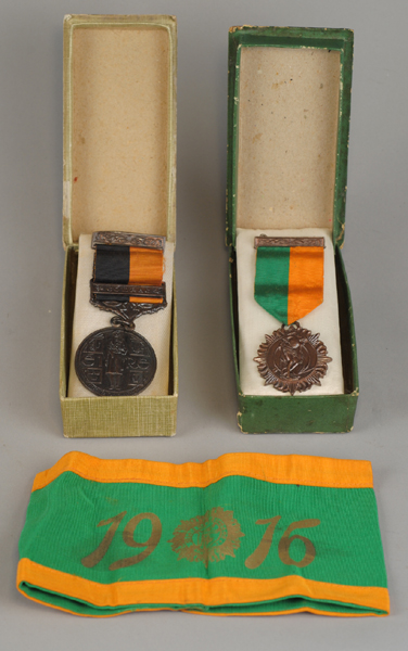 1916 Rising Service Medal and 1919-21 War of Independence Service Medal with Comhrach clasp and 1935 Armband at Whyte's Auctions