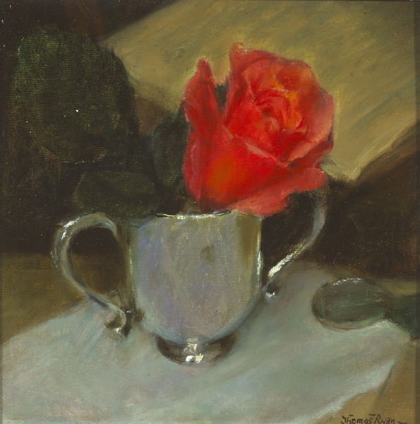 RED ROSE IN SILVER CUP by Thomas Ryan PPRHA (1929-2021) at Whyte's Auctions