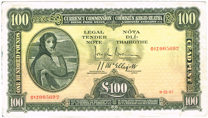 Currency Commission 'Lady Lavery' One Hundred Pounds 9-12-37. at Whyte's Auctions