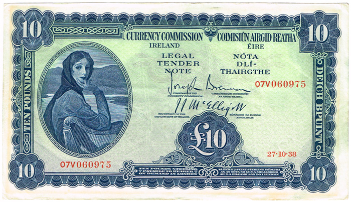 Currency Commission 'Lady Lavery' Ten Pounds, 27-10-38. at Whyte's Auctions