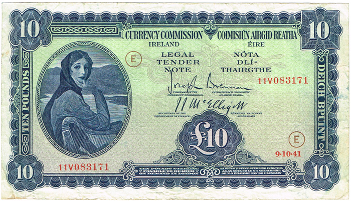 Currency Commission 'Lady Lavery' War Code Ten Pounds 9-10-41. at Whyte's Auctions