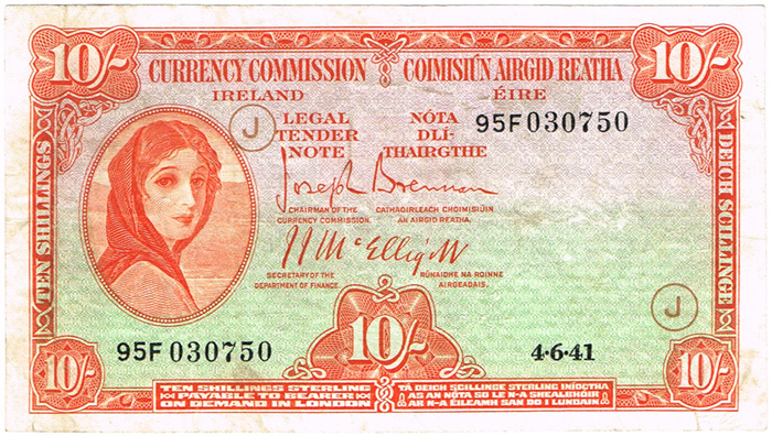Currency Commission and Central Bank 'Lady Lavery' Ten Shillings War Code Issues. at Whyte's Auctions