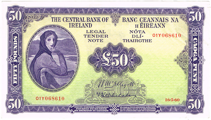 Central Bank 'Lady Lavery' Fifty Pounds 16-5-60. at Whyte's Auctions
