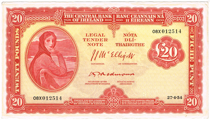 Central Bank 'Lady Lavery' Twenty Pounds, 27-4-54. at Whyte's Auctions