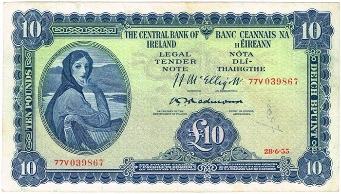 Central Bank 'Lady Lavery' Ten Pounds 28-6-55, 21-3-60 and 17-5-62. at Whyte's Auctions