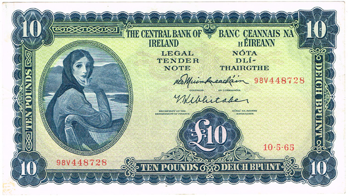 Central Bank 'Lady Lavery' Ten Pounds collection 1965-70. (6) at Whyte's Auctions