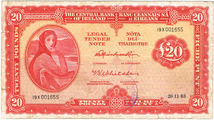 Central Bank 'Lady Lavery' Twenty Pounds to One Pound collection. at Whyte's Auctions