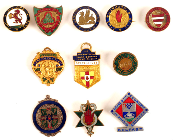 1930s Northern Ireland sports and social badges at Whyte's Auctions