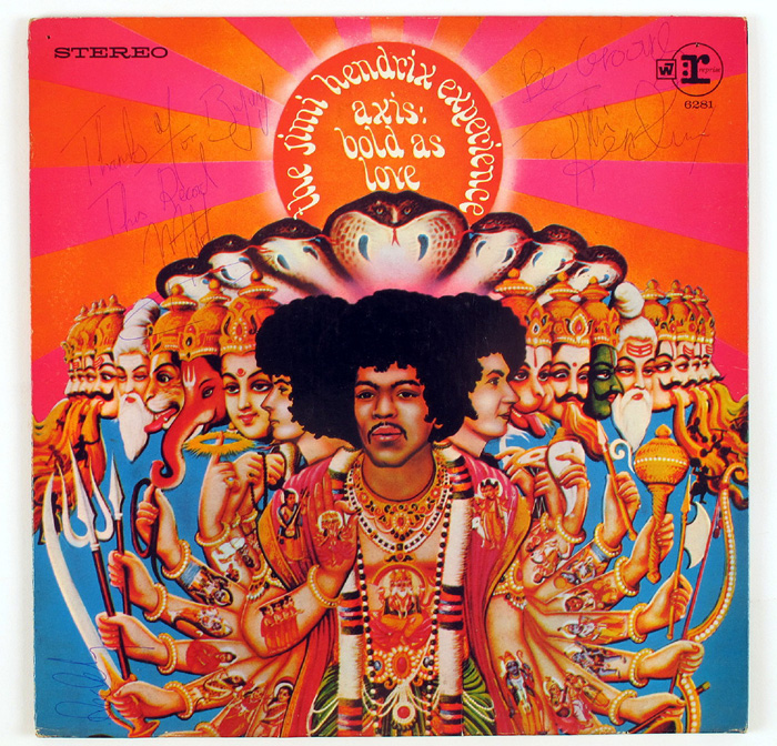 The Jimi Hendrix Experience, Axis: Bold as Love, signed album sleeve at Whyte's Auctions