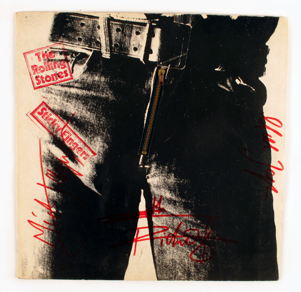 Rolling Stones, Sticky Fingers, signed album at Whyte's Auctions