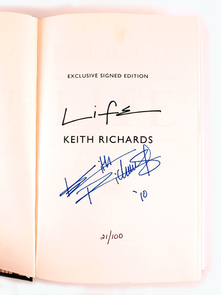 Keith Richards, Life, signed book. at Whyte's Auctions