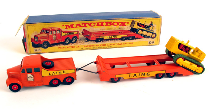 Matchbox Die-cast bulldozer and transporter at Whyte's Auctions