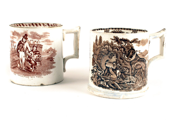 1850s Belleek stoneware transfer printed mug at Whyte's Auctions