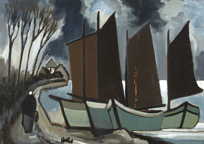 SHAWLIE AND THREE GALWAY HOOKERS by Markey Robinson sold for 2,000 at Whyte's Auctions
