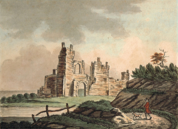MAN AND DOG BEFORE CASTLE RUINS by John Nixon (c. 1750-1818) at Whyte's Auctions