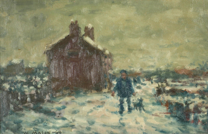 SNOW IN A COUNTRY LANE, 1969 by William Mason sold for 140 at Whyte's Auctions