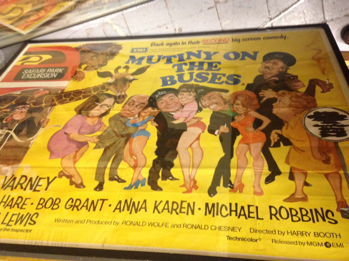 Mutiny on the Buses, framed cinema poster. at Whyte's Auctions