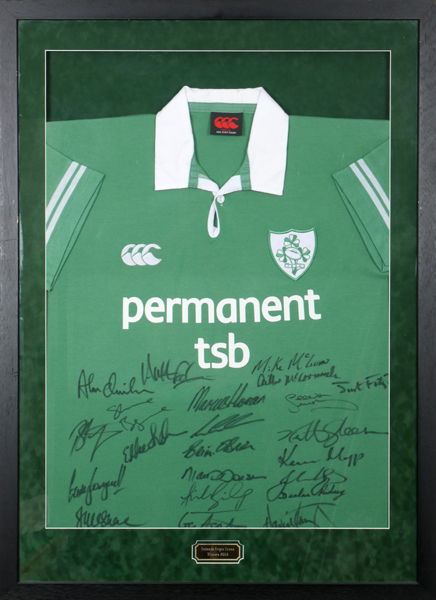 2004 Rugby jersy signed by Irish Triple Crown team Andy Farrell testamonial at Whyte's Auctions