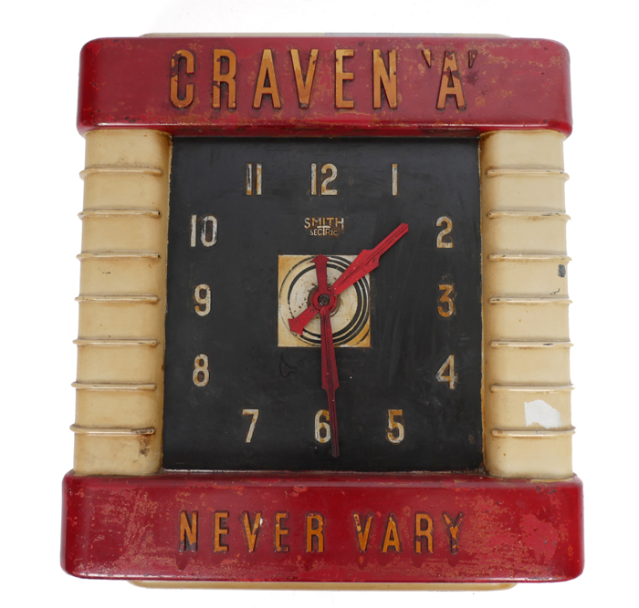 Craven 'A' bakelite clock. at Whyte's Auctions