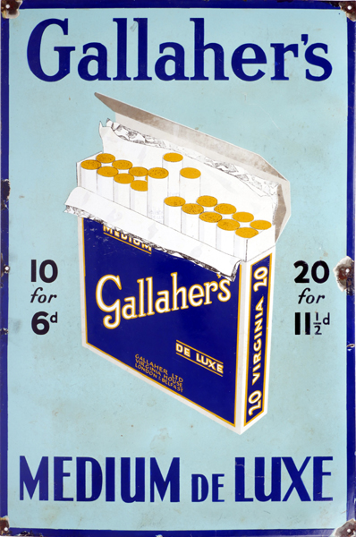 Gallagher's Medium de Luxe cigarettes sign. at Whyte's Auctions