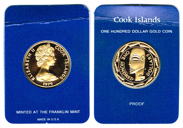 Cook Islands 1979 one hundred dollars gold proof. at Whyte's Auctions